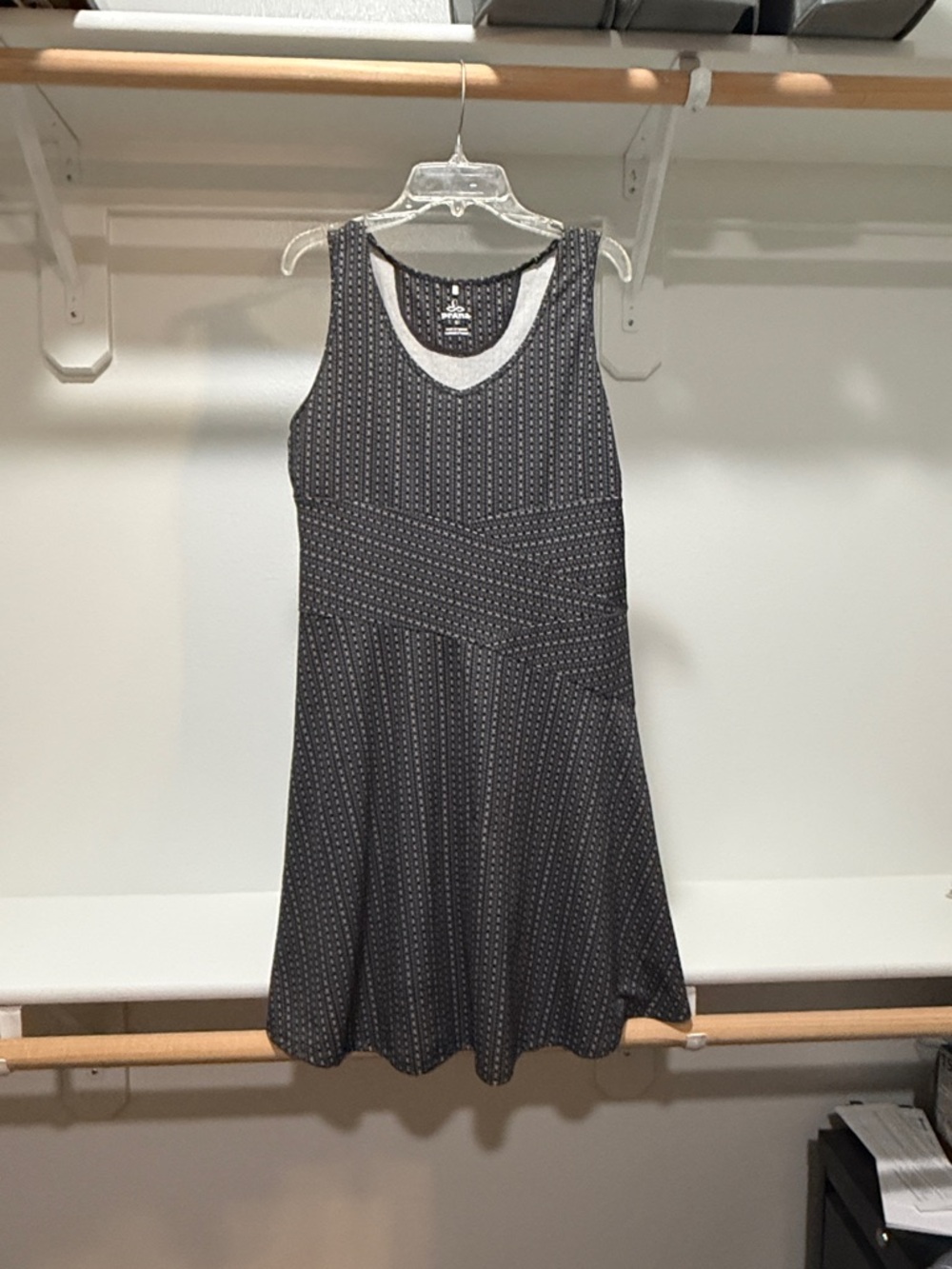 Sleeveless Patterned A-Line Dress - Black